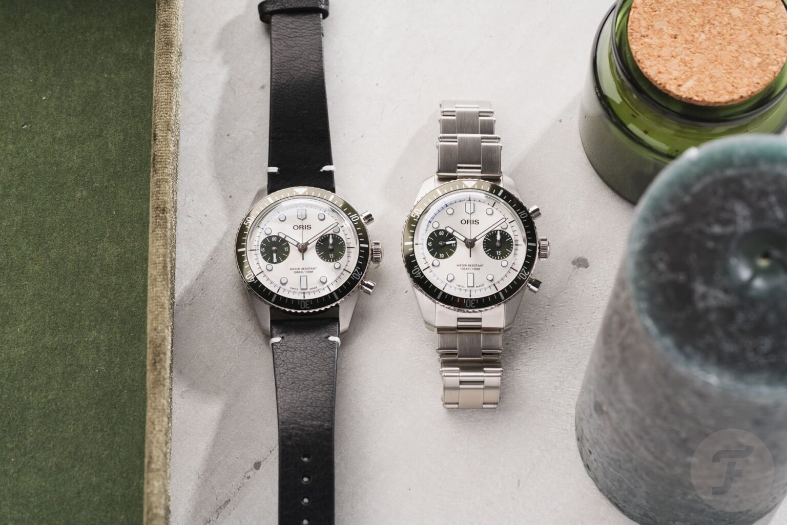 hands on with the new oris divers sixty five chronograph in silver and ocean green 6888b18da9b28