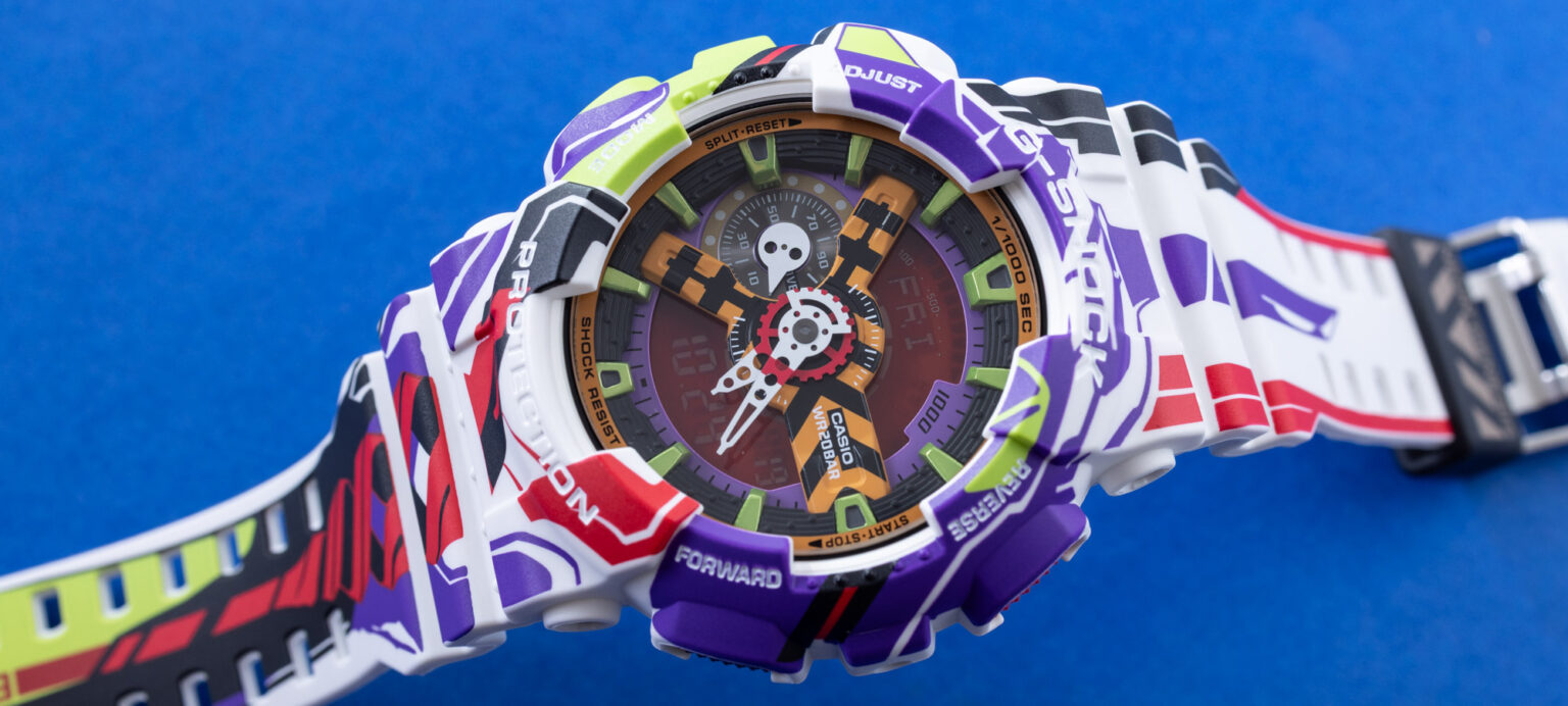 hands on casio g shock ga 110eva30 7a watch celebrates 30th anniversary of evangelion anime series 692805e29e493