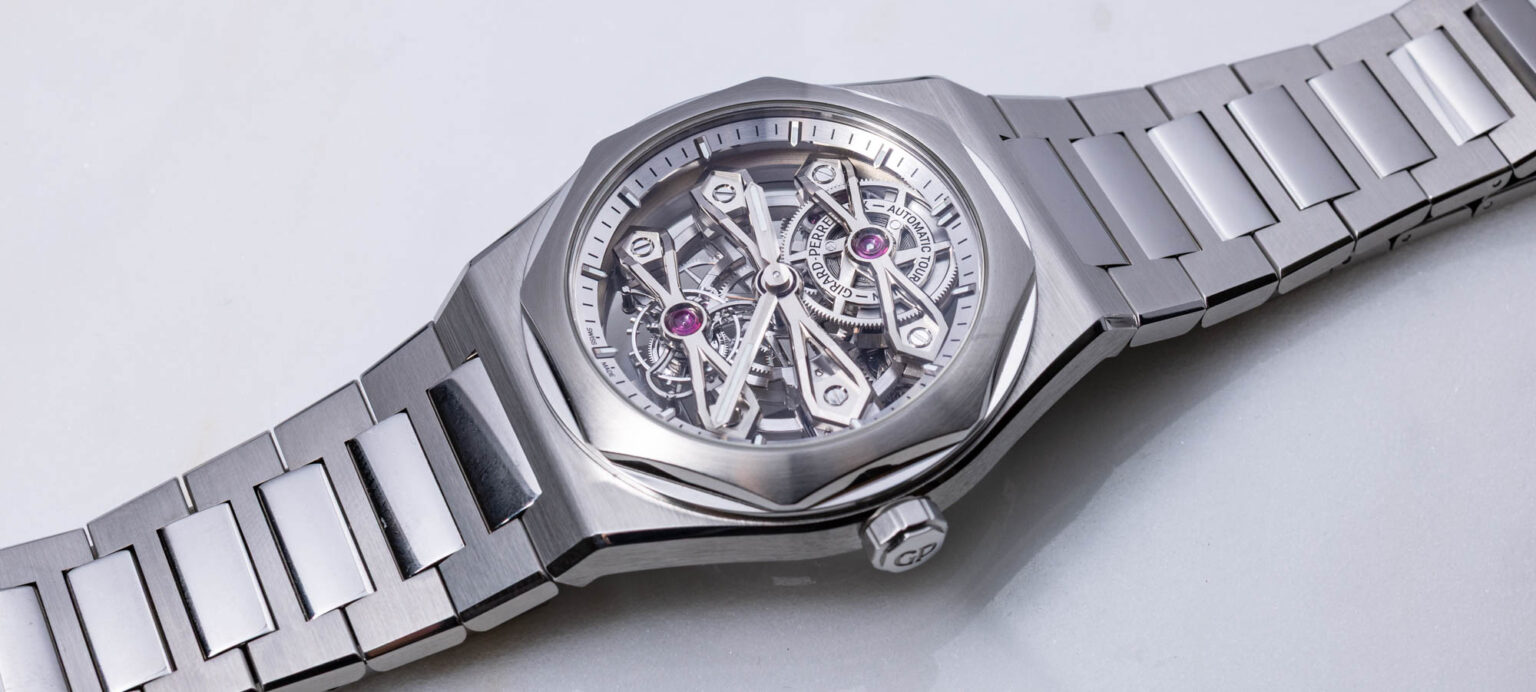 hands on debut the girard perregaux laureato three gold bridges watch merges two of the brands iconic designs 691da411832d0