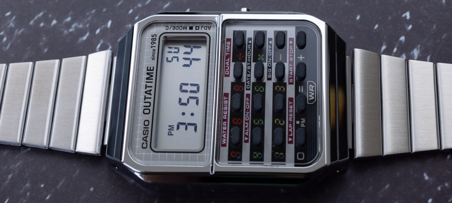 hands on outatime casio calculator ca 500w watch celebrates back to the future movie 40th anniversary 691590e55153e