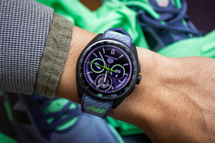 hands on the tag heuer connected calibre e5 new balance edition is a luxury smartwatch for runners 6919856bcd448