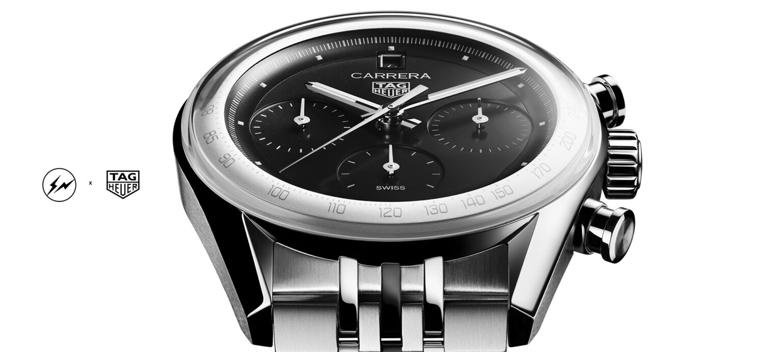 new release tag heuer carrera chronograph x fragment limited edition watch brings stark style to the collection 692eb989a8d95