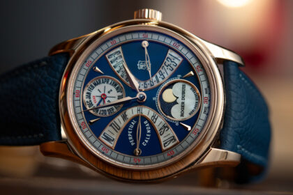 hands on roger dubuis hommage placide perpetual calendar biretrograde watch 69689f569c517