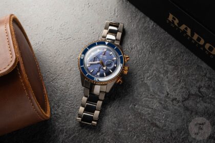 going tri tone with the blue dial rado captain cook high tech ceramic chronograph 6a21233287714