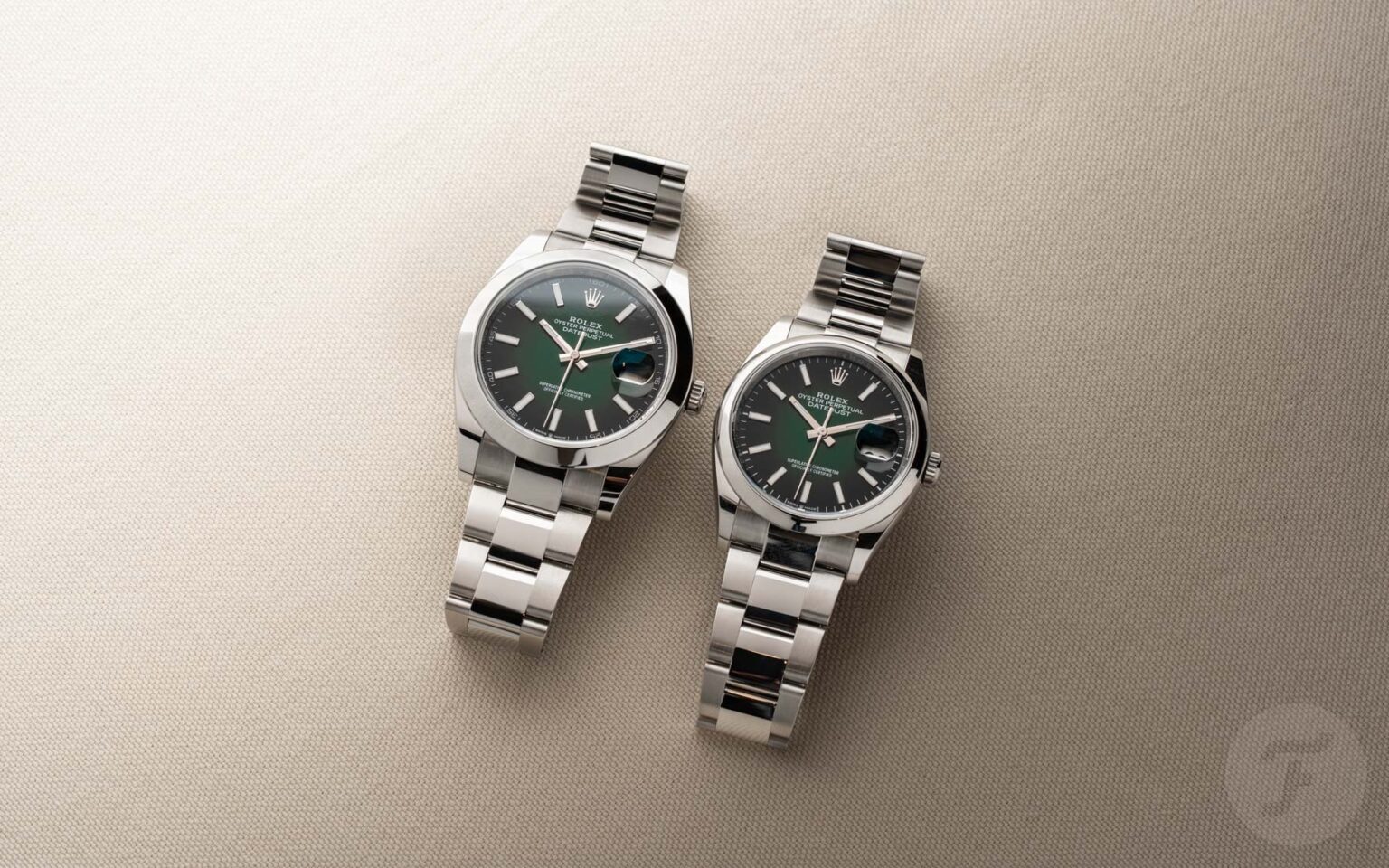 the rolex datejust with green ombre lacquer dials proves once more why the 36mm form reigns supreme 6a1fb591c3b6e